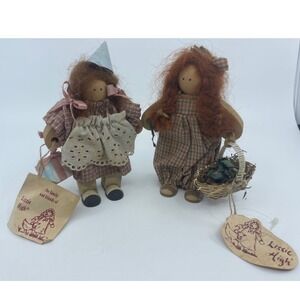 2 Lizzie High Dolls The Little Ones 1992 Folk Art Wooden 10th Anniversary